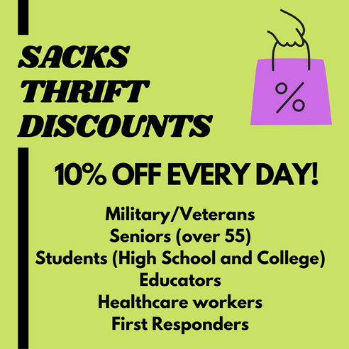 We offer a 10% discount to: Military/Veterans Seniors (over 55) Students (High School and College) Educators Healthcare workers First Responders